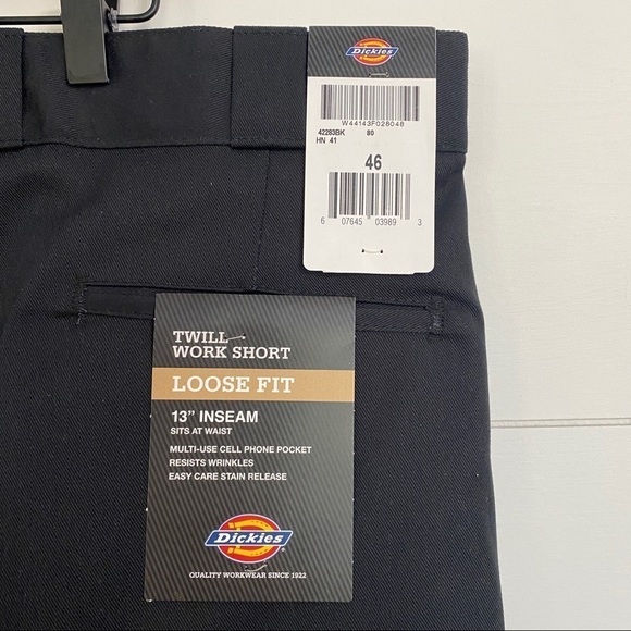 Dickies 13" Twill Loose Fit  Work Shorts in Black, Size 46 - Picture 5 of 7